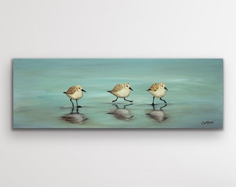 Rush Hour: Original & Giclee Prints on Canvas, Painting, Sandpipers