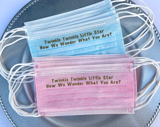Baby Shower Face Masks Gender Reveal Masks Gender Reveal Etsy