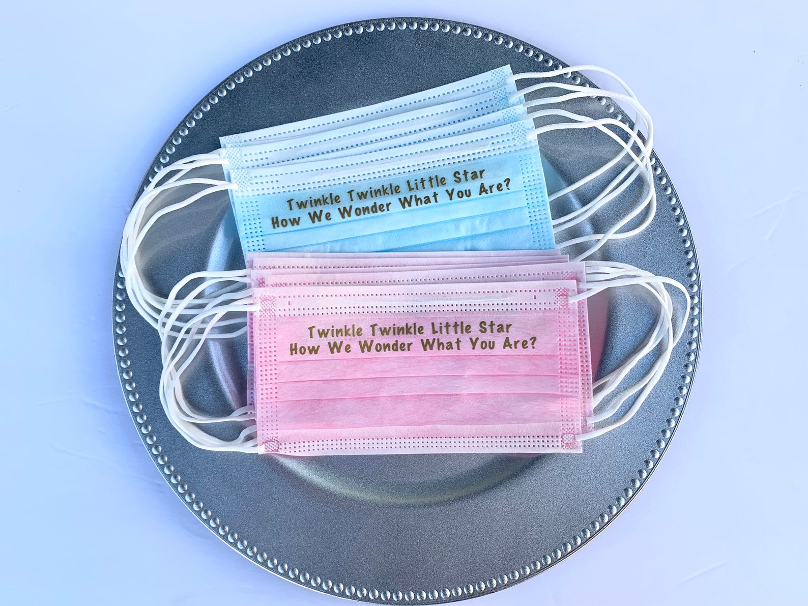 Baby Shower Face Masks Gender Reveal Masks Gender Reveal Etsy