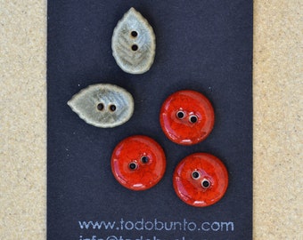 5 pieces ceramic buttons (berry set)