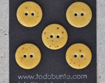 5 pieces 18 mm ceramic buttons yellow