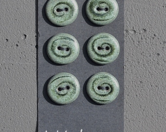 Set van 6 keramische knopen 18 mm groen