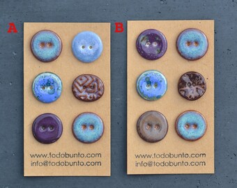 22-23 mm ceramic buttons purple mix