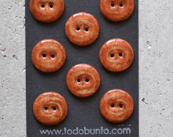 8 pieces 18 mm ceramic buttons caramel