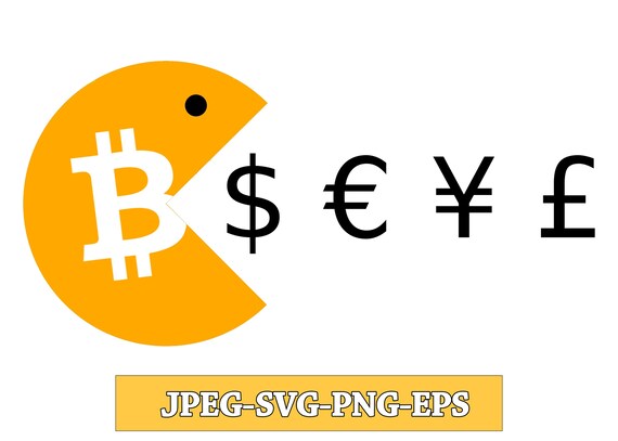 Bitcoin is eating the World svg pacman, bitcoin dxf, crypto svg, jpg, png, ai cutting files, clip art, printable, Silhouette Cameo