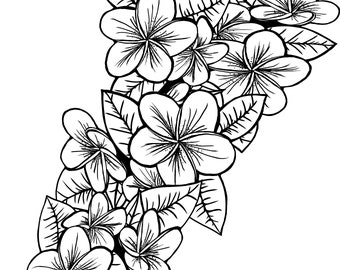 Hawaiiaanse Plumeria SVG PNG DXF-bestand Laser etch-bestand gesneden bestand (hoekig bestand)