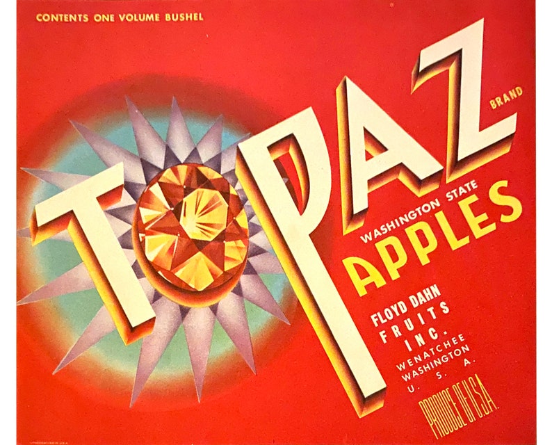 Original Topaz Brand Apples Crate Label