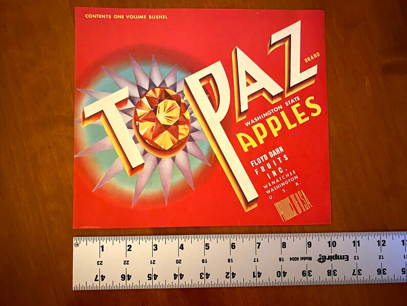 Original Topaz Brand Apples Crate Label