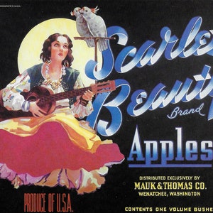 Scarlet Beauty Brand Apples Crate Label Print
