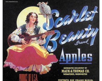 Scarlet Beauty Brand Äpfel Kiste Label Print