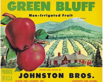 Grüne Bluff nicht bewässerte ObstKiste Label - Original
