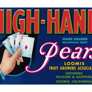 High-Hand Pears Crate Label - Original