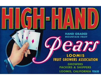 High-Hand Pears Crate Label - Original