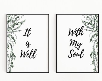 It is Well with My Soul Print, Set of 2 Prints, Hymn Wall Art, Christian Art Prints, Christian Wall Art, Christian Song Prints