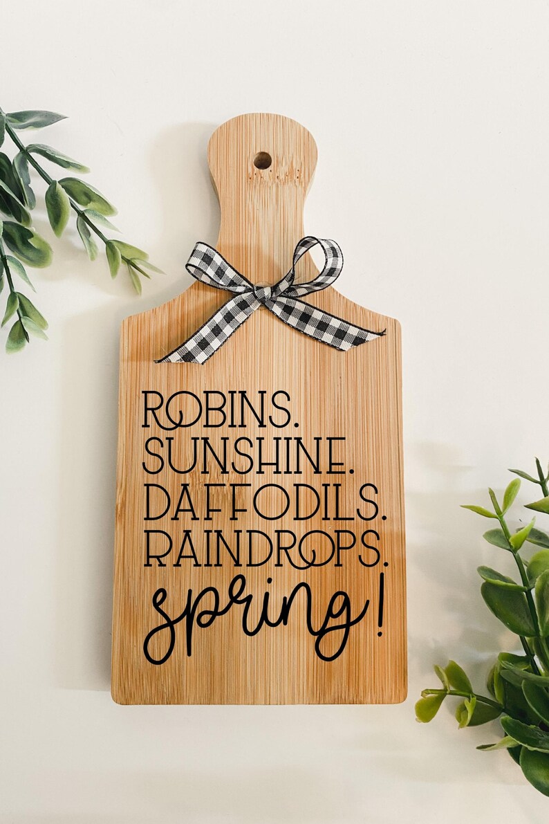 Spring Tiered Tray Decor Mini Spring Cutting Board Kitchen Etsy