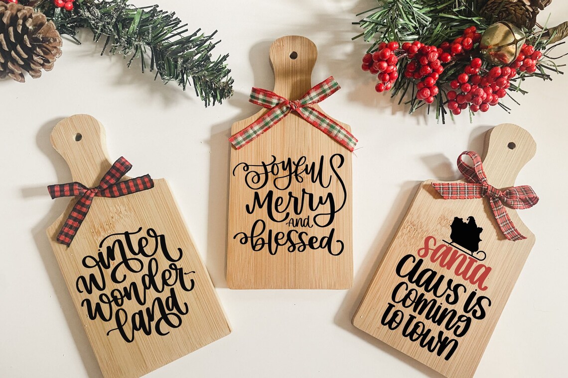 Mini Cutting Boards Christmas Kitchen Decor Christmas Tiered Etsy