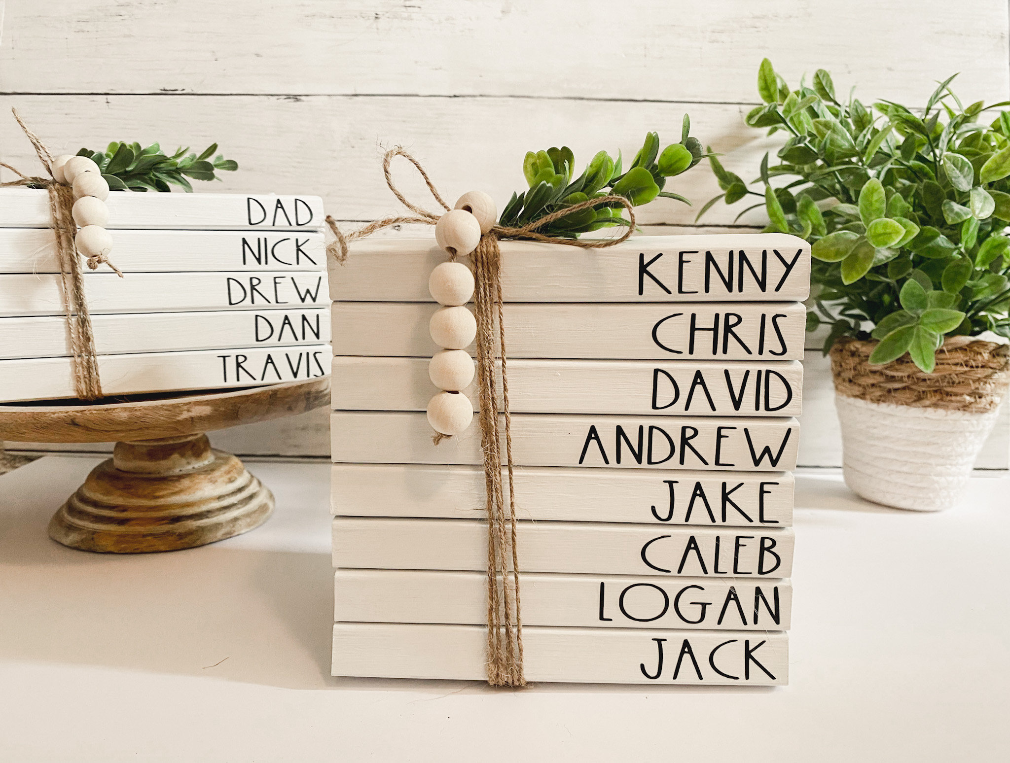 Personalized Family Names Book Stack, Handmade Farmhouse Book Bundle ...