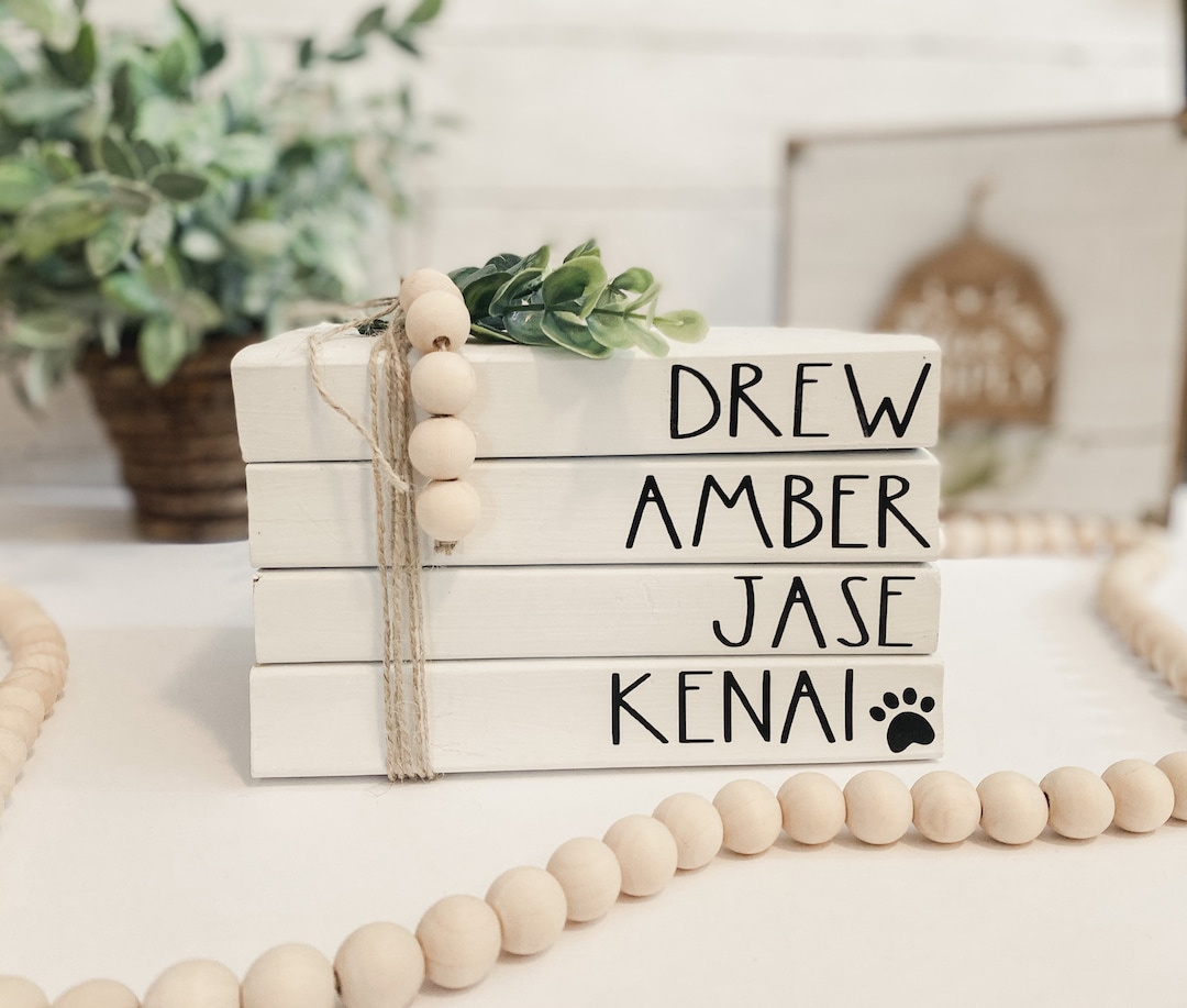 Personalized Family Names Book Bundle, Custom Farmhouse Book Stack ...