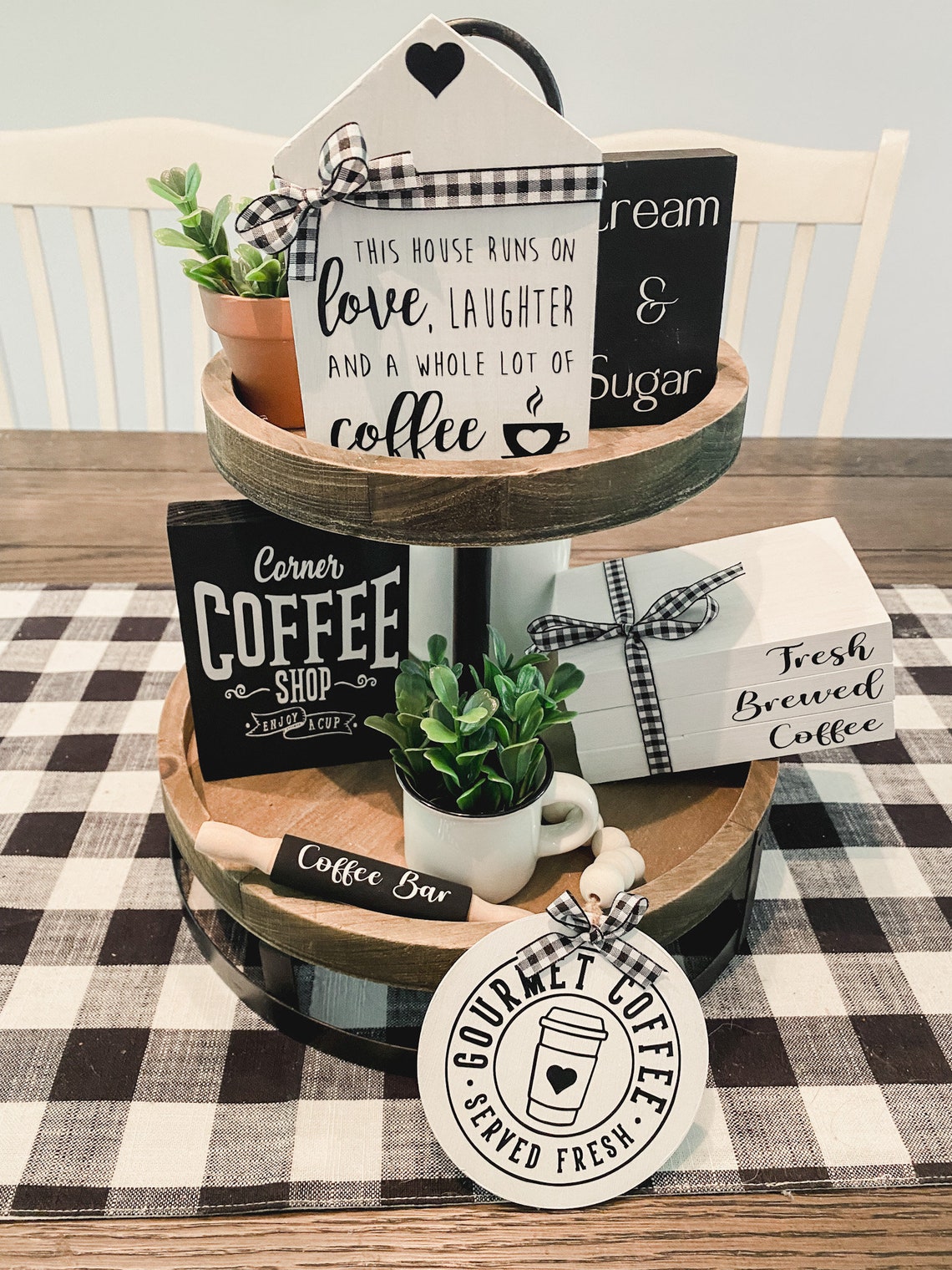 Coffee Tiered Tray Decor Farmhouse Coffee Bar Tiered Tray - Etsy