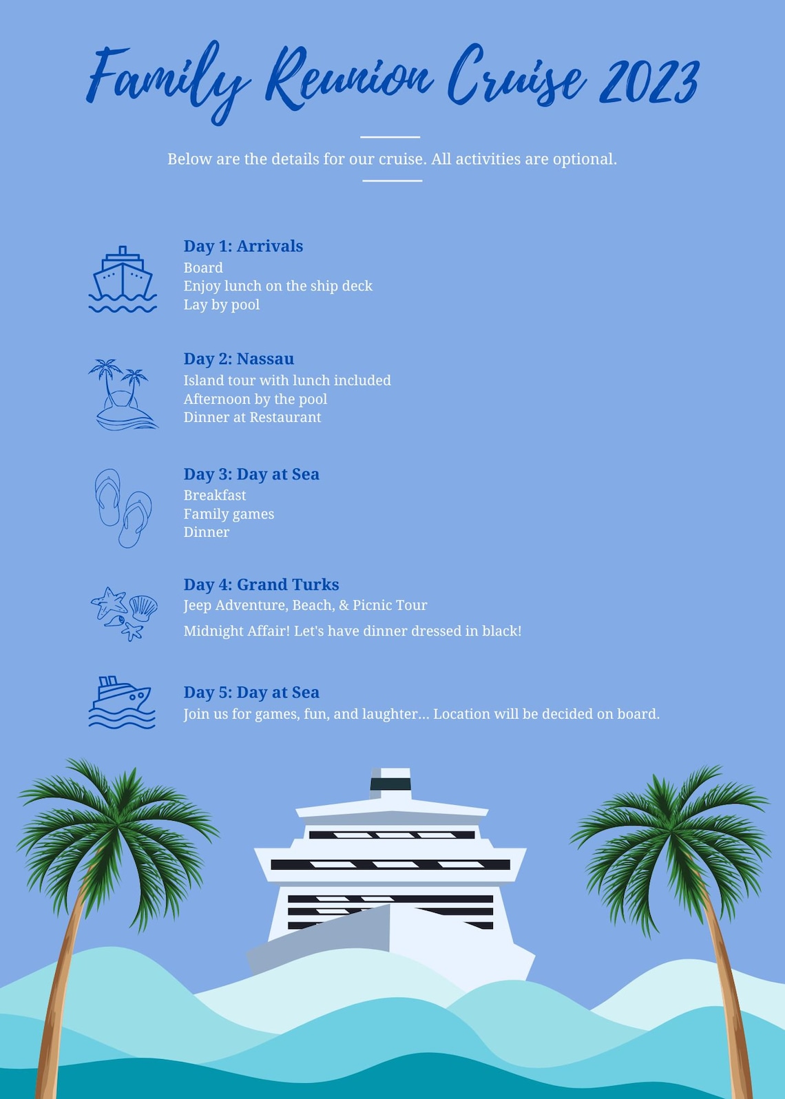 Cruise Itinerary Template Etsy