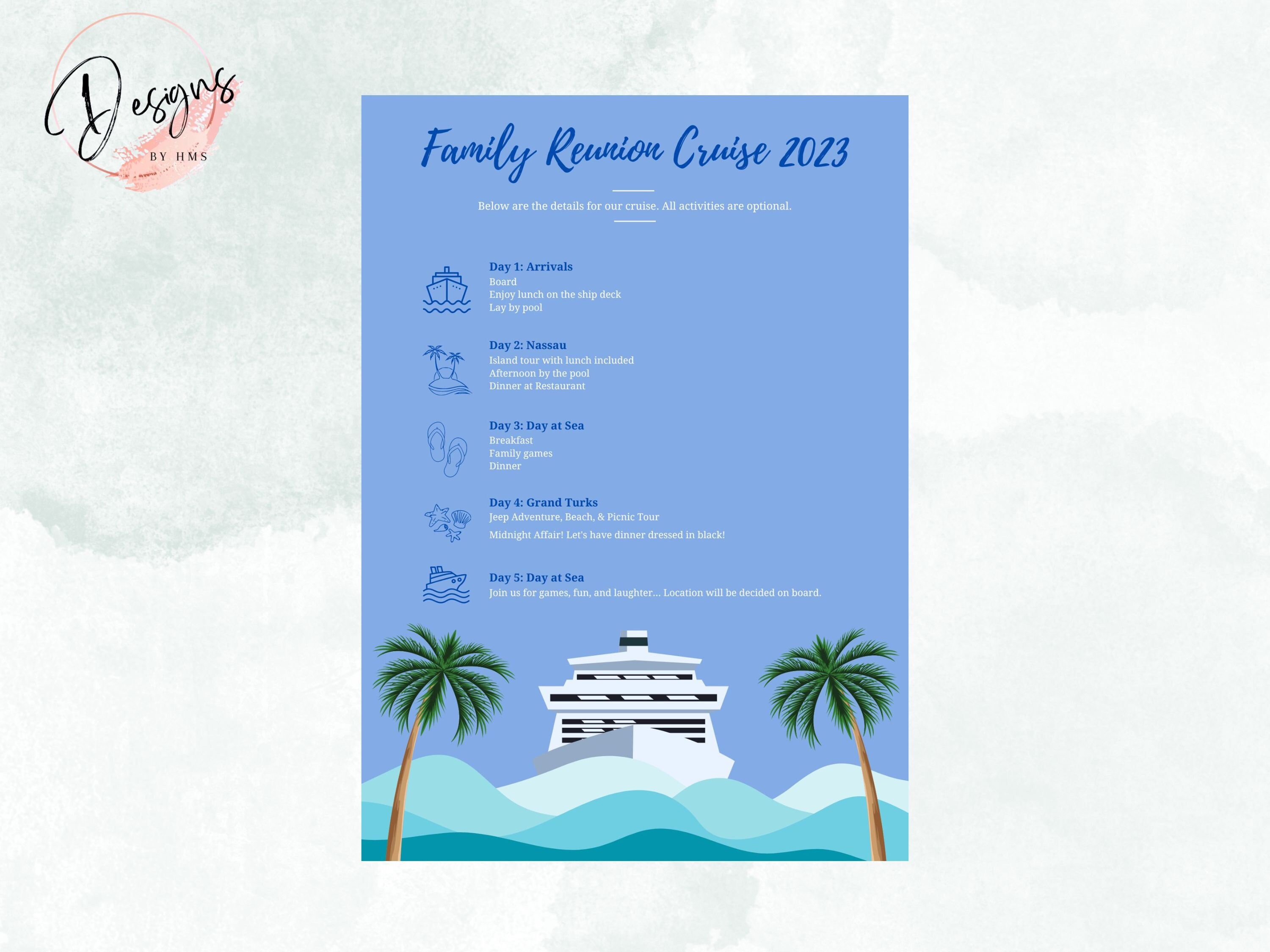 Cruise Itinerary Template Etsy