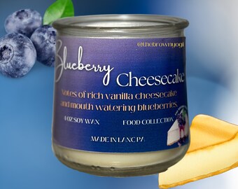 Blueberry Cheesecake Scented Vegan Soy Wax Handmade Candle, Food Scented Candle