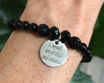 I, Myself, am Strange and Unusual | Lydia Deetz Bracelet | Beetlejuice | 6mm Beaded Bracelet | Halloween | Goth