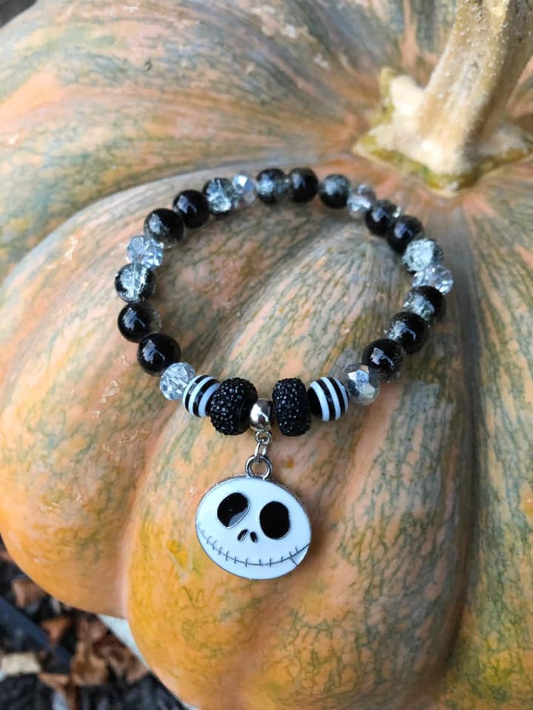 Jack Skellington Halloween Inspired Beaded Charm Bracelet Nightmare  Before Christmas Bracelet Jack Skellington Charm