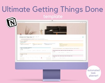 student planner notion template Notion All In One Getting Things Done - GTD Notion Template, Notion Study and Productivity Template, Digital Daily Notion Academic Planner