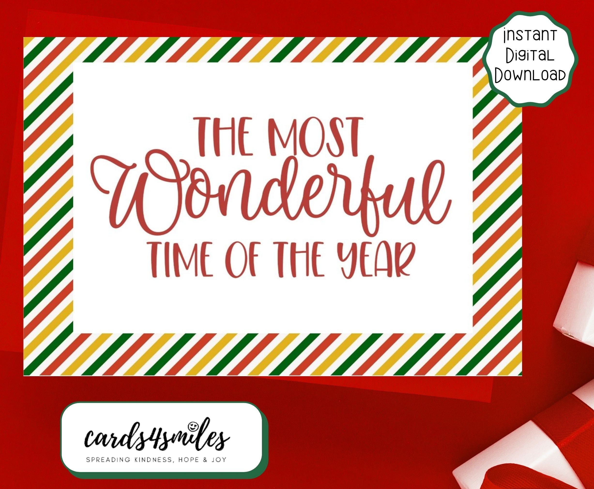 The Most Wonderful time of the year Printable Card Instant Download 7X5 inch Christmas Card Christmas trees Fir Trees