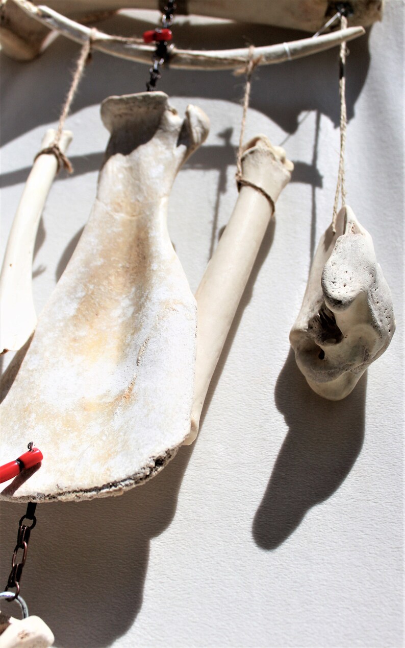 Bone wind chime with coral beeds Etsy