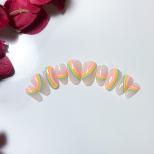 Pastel Rainbow Press-On Nails