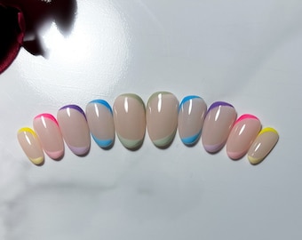 Taste the Rainbow Press On Nails | Abstract nails | Colorful nails | Spring nails | Summer nails | Glossy nails | Reusable nails