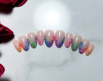 Blooming Rainbow Press-On Nails | Abstract nails | Spring nails | Glossy nails | Reusable nails