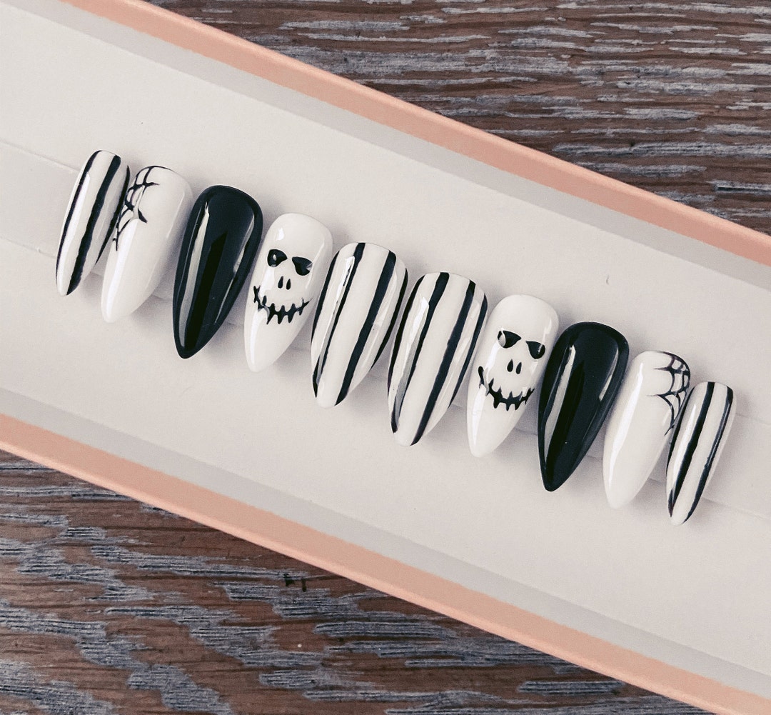 Jackskellington Halloween Press-on Nails - Etsy