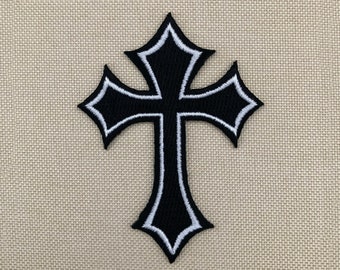 Urbanski Patch cross black white for ironing 8 x 6 cm | Patch Application Ironing Image