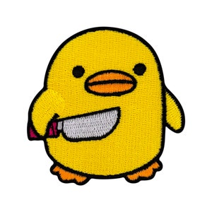 Urbanski Patch Duck with Knife Angry Duck for ironing 6 x 5.8 cm | Patch Application Iron-on