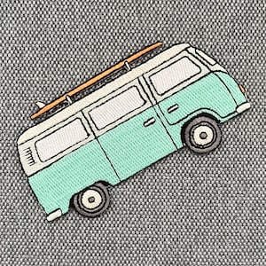 Urbanski Patch Surfer Van Bus en turquoise pour le repassage 5 x 9,2 cm Image de repassage de lapplication de patch image 2