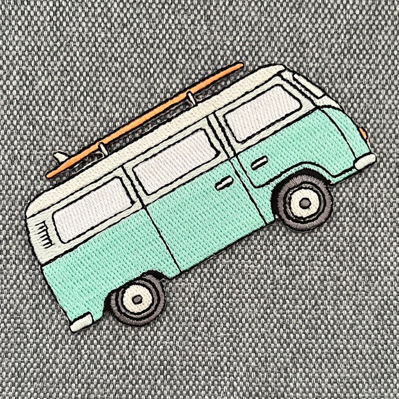 Urbanski Patch Surfer Van Bus in türkis zum Aufbügeln 5 x 9,2 cm Aufnäher Applikation Bügelbild Bild 2