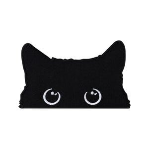Urbanski patch schattige nieuwsgierige kat strijkapplicatie 7,6 x 12,3 cm | patch applicatie strijk afbeelding
