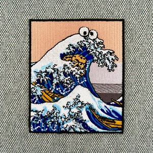 Urbanski Patch The Great Cookie Monster au large de Kanagawa pour le repassage 8,5 x 7 Image du temple de lapplication patch image 1