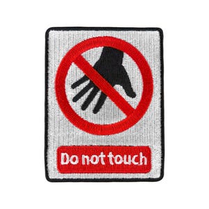 Urbanski パッチ 触れないでください 触れないでください 警告 アイロン接着 7.9 x 6 cm |パッチ適用アイロン接着イメージ