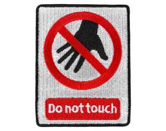 Urbanski Patch do not touch don&#39;t touch warning to iron on 7.9 x 6 cm | Patch application iron-on image