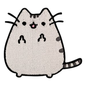 Urbanski patch cute fat cat shows finger to iron on 6 x 6.5 cm Patch application iron-on image 4