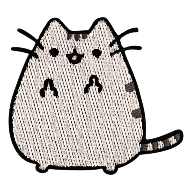 Urbanski Patch süße dicke Katze zeigt Finger zum Aufbügeln 6 x 6,5 cm Aufnäher Applikation Bügelbild Bild 4