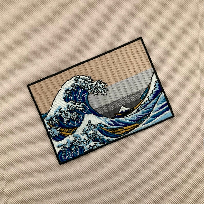 Urbanski Patch The Great Wave off Kanagawa zum Aufbügeln 7 x 10 cm Aufnäher Applikation Bügelbild Bild 2