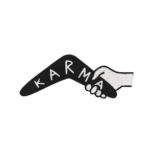 Urbanski Patch Karma Boomerang for ironing 4 x 10 cm | Patch application iron-on image
