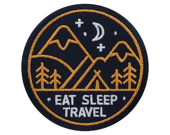 Urbanski Patch Eat Sleep Travel Nature Mountains Hiking Iron-On 7.4 x 7.4 cm | Patch Application Iron-On