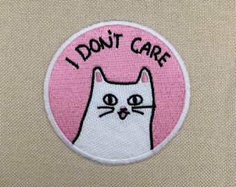 Urbanski Patch funny cat I don't care for ironing 7 x 7 cm | Patch Application Ironing Image