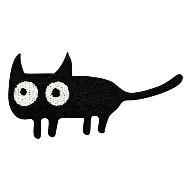 Urbanski patch grappige schattige zwarte kat te strijken 4,5 x 9 cm Patch applicatie tempel afbeelding afbeelding 4